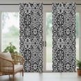 thumbnail image 3 of 1 Panel Outdoor Curtains for Patio Waterproof 54"x108" Black Morocco Weatherproof Privacy Outsides Curtains, Traditional Tribal Abstract Geometric Art Grommet Thermal Drapes for Cabana Porch Pergola, 3 of 8