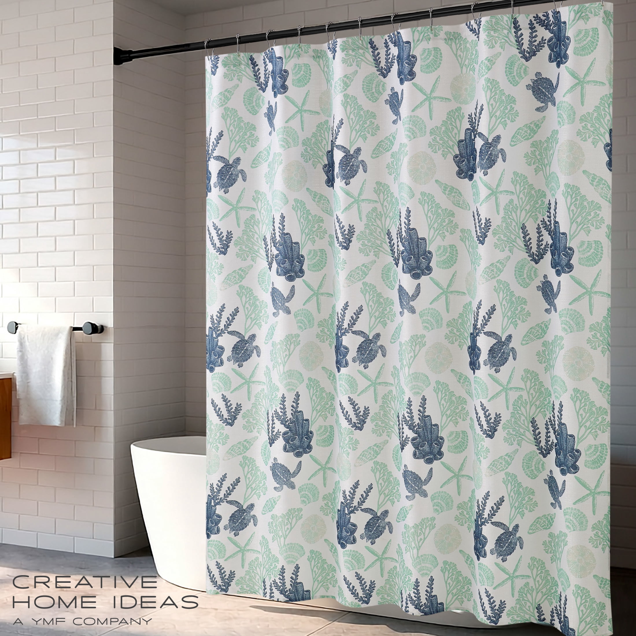 CHI In The Reef Shower Curtain and Hooks Modern Washable 70" W x 72" L 13-Piece Set
