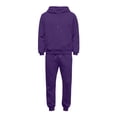 thumbnail image 5 of Hogleaql Men's Tracksuits 2 Piece Set Solid Color Casual Hoodie Joggers Running Pant Set Relaxed Fit Fall Winter Suit with Pockets Purple 3XL, 5 of 6