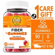 CARE GIFT Fiber Gummies Sugar Free, Vegan Digestive Health & Regularity Supplement for Men & Women, Raspberry Lemon Flavor, 90 Count