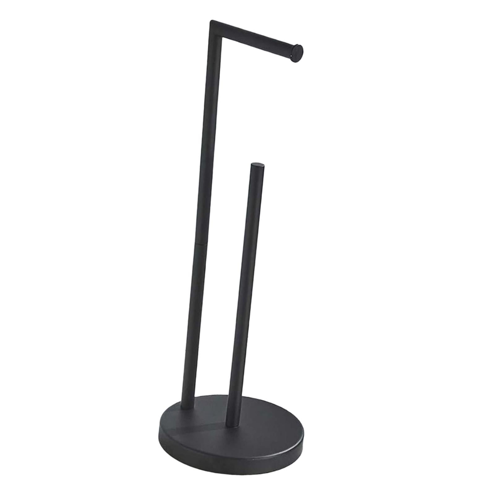 Fiocias Toilet Paper Holder Stand Bathroom Rustproof Floor Holds 3 Rolls Stainless Steel Black