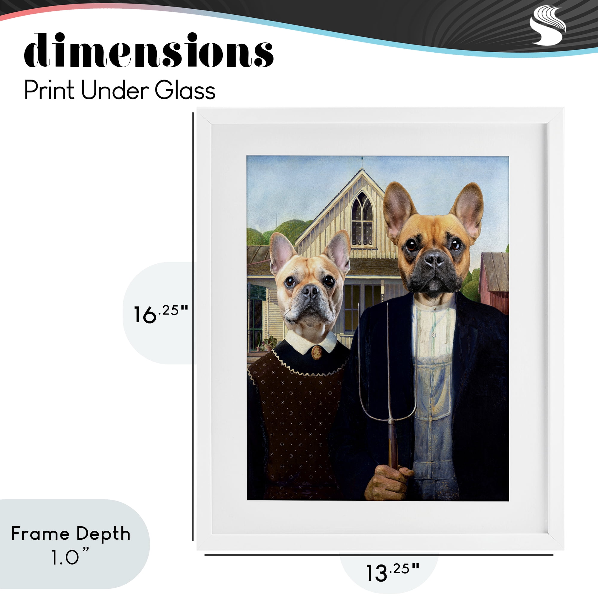Stupell Industries French Bulldogs Iconic Farmers White Framed Print Under Glass, design by Grotto Studios