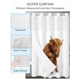 thumbnail image 4 of No Hook Shower Curtain with Snap-in Liner, Funny Yaks Waterproof Fabric Bathroom Curtains, Cute Art Fun Lovely Animals on Toilets Bath Curtains & Mesh Top Window 66"x72", 4 of 9