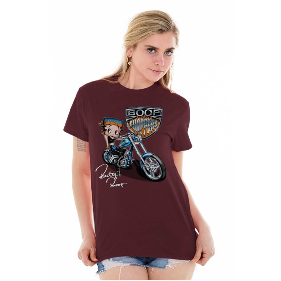 Biker Betty Boop Choppers Motorcycle Women's Graphic T Shirt Tees Brisco Brands S