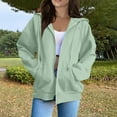 thumbnail image 2 of Lumtrix Womens Full Zip Up Hoodie Long Sleeve Hooded Sweatshirts Pockets Jacket Coat for Women Light Green XL, 2 of 5