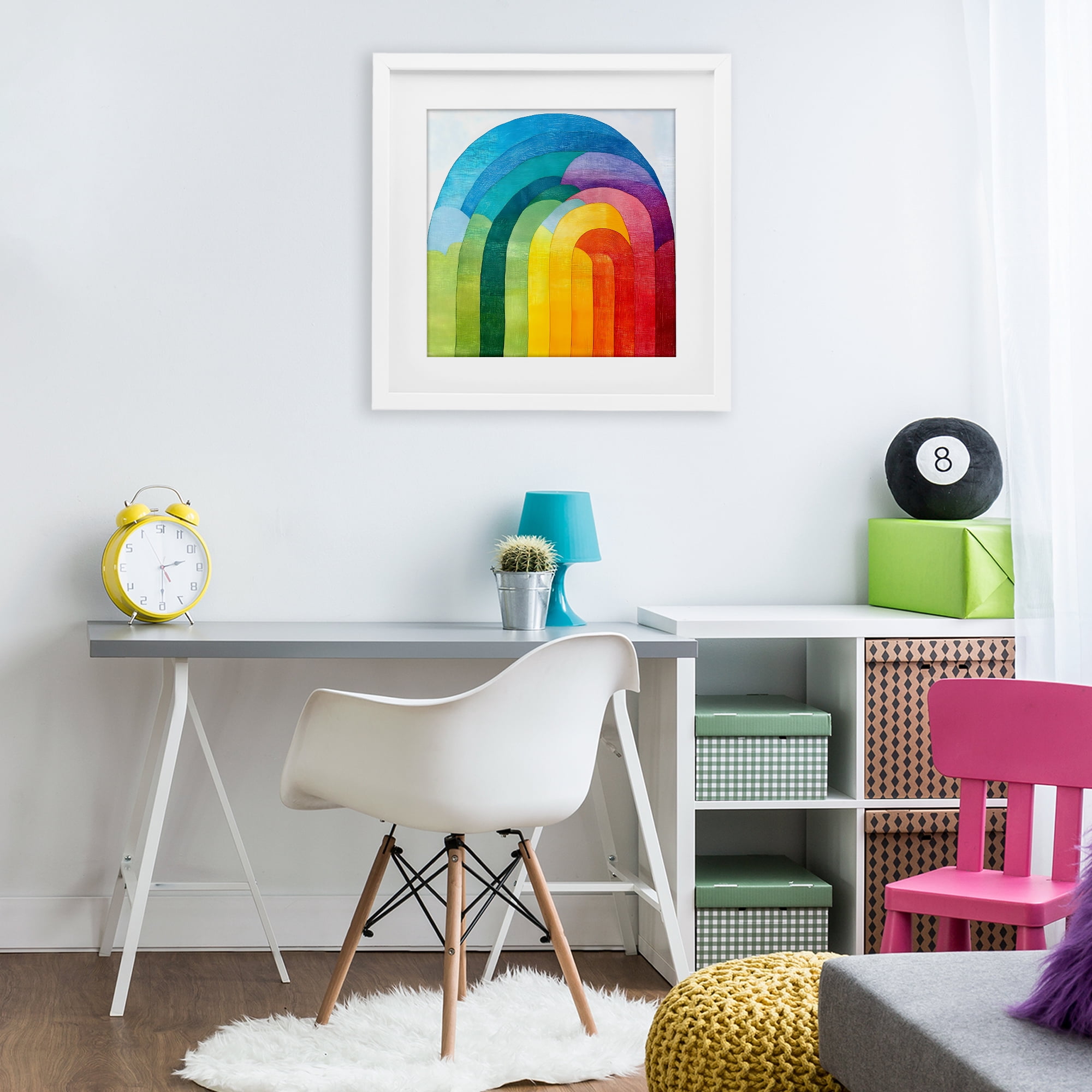Stupell Industries Vibrant Rainbow Arch Abstraction White Framed Print Under Glass, design by Creative Studio