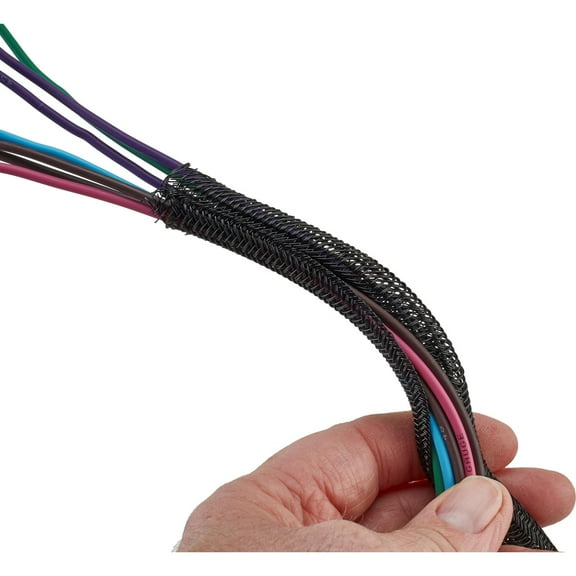 Speedway Motors Braided Nylon Split Wire Loom Wrap, 1/2 Inch, 25 Foot Sleeve, Heat & Abrasion Resistant, Flexible for Custom Wiring & Resto-Mods, Easy Installation