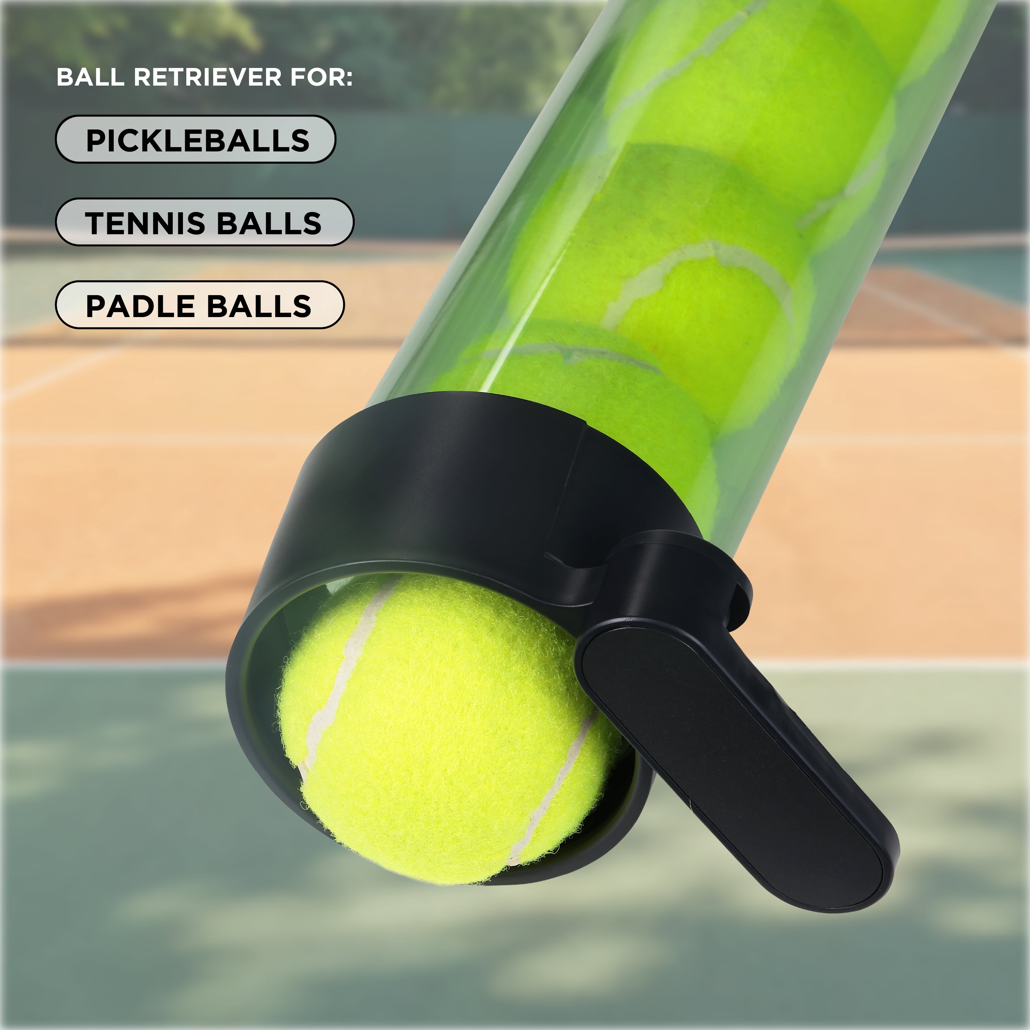 Prince Racquet Sports Ball Retriever Tube – Adjustable Pickleball, Tennis & Padel Ball Collector (Holds Up to 17 Balls)