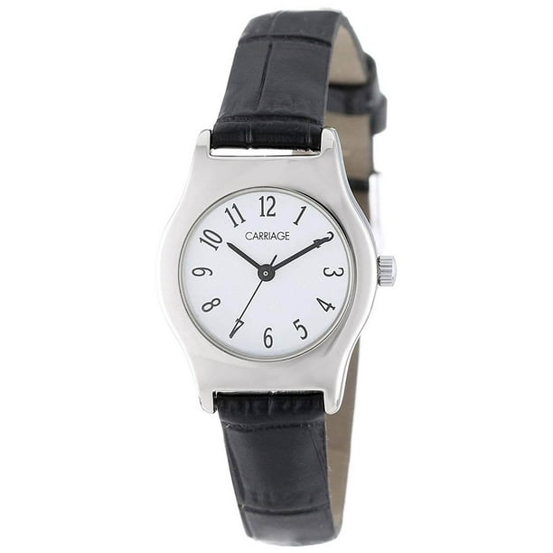 Timex Timex Women's Carriage Quartz Silver Tone Brass/Black Leather