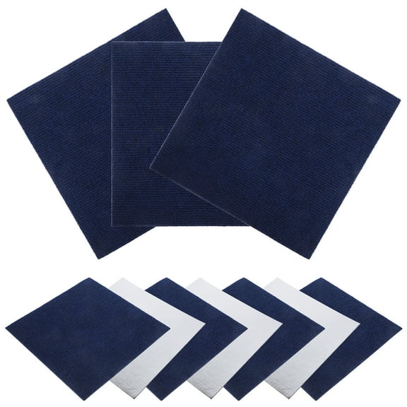 WEUVEB 10Pack Self-Adhesive Carpet Floor Tile in Dark Blue for Home and Office with Anti-Slip Feature