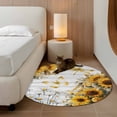 thumbnail image 2 of Round Rugs 3.3 Ft, Farmhouse Sunflower Non Slip Area Rugs for Kitchen Bedroom Entryway, Vintage Daisy Butterflies Gray Wood Washable Carpet Runner Rug Floor Mats for Bedroom Home Decor, 2 of 8