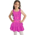 thumbnail image 1 of CHICTRY Girls Shiny Sequins Tutu Ballet Dress Sleeveless Wide Shoulder Straps Jazz Latin Gymnastics Leotard A Hot Pink 8, 1 of 7