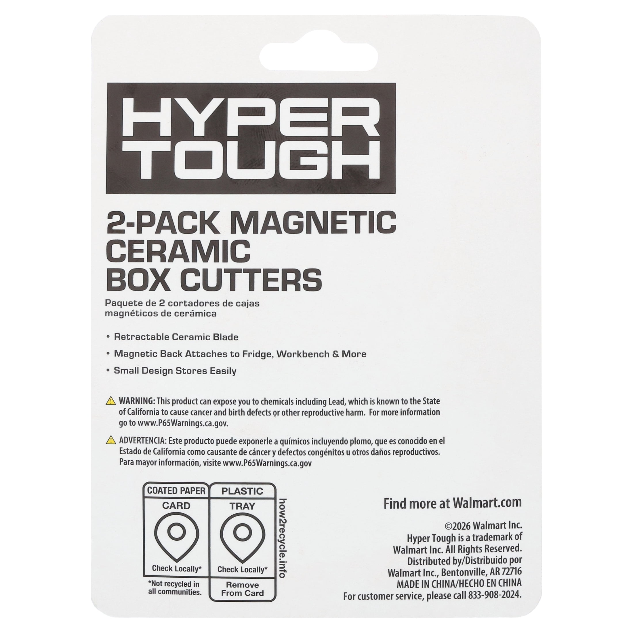 Hyper Tough 2-Pack Magnetic Ceramic Box Cutters with Retractable Blades