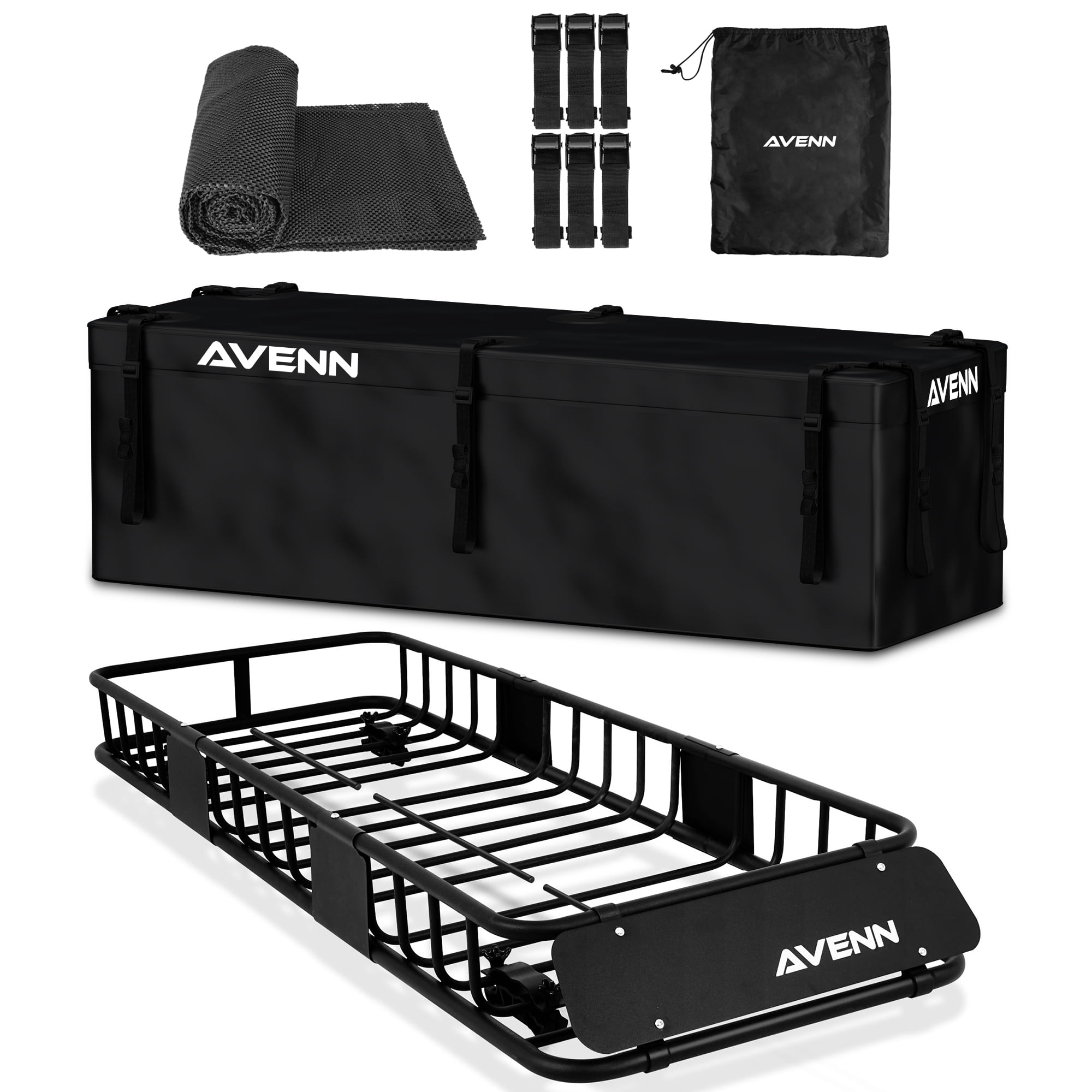 AVENN 64 x 23 x 6 Skinny Roof Rack Cargo Carrier Top Luggage Holder Basket for SUV Pickup Car Camping 150 Lbs Capacity 