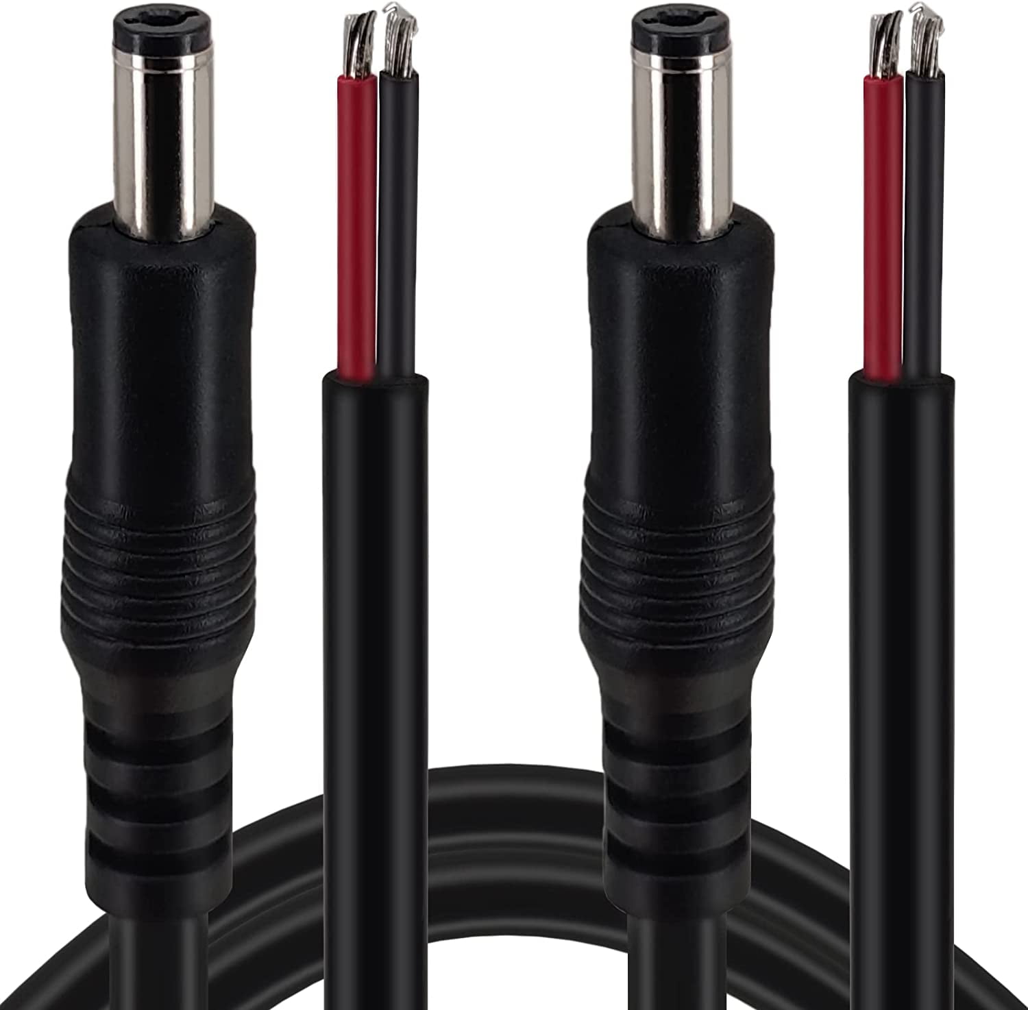 DC Power Pigtail Cord, 2Pack 3FT 16 AWG 5.5mm x 2.1mm Male Plug to