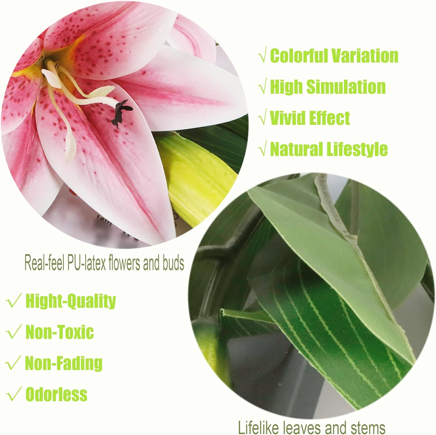 6pcs Tiger Lily Artificial Flowers, 15 Inch Faux Lilies Flower with 2 Blooms and 1 Bud, Latex Real Touch Easter Lily Flowers for Home Décor Centerpiece Wedding Bouquet,Deep Purple