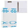 thumbnail image 3 of Minimalist Blue Fish Design 12.4x10.6in PVC Round Ring Binders, 2-Pack, D-Ring 3-Hole, Metal Clip, 3 of 10