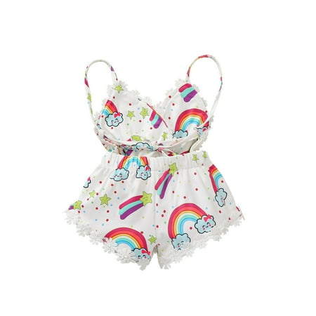 

QWERTYU Newborn Infant Toddler Baby Kids Sleeveless Clothes Romper for Girl Summer Cotton Ruffle Jumpsuit 0-3Y White 70