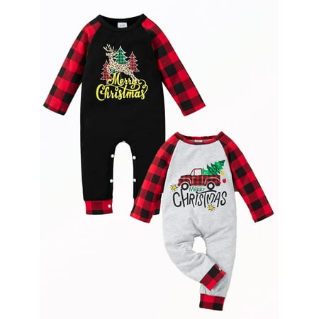 

Bullpiano Todder Baby Boys Christmas Jumpsuit Newborn Romper Long Sleeve One-Piece Outfits 0-18Months