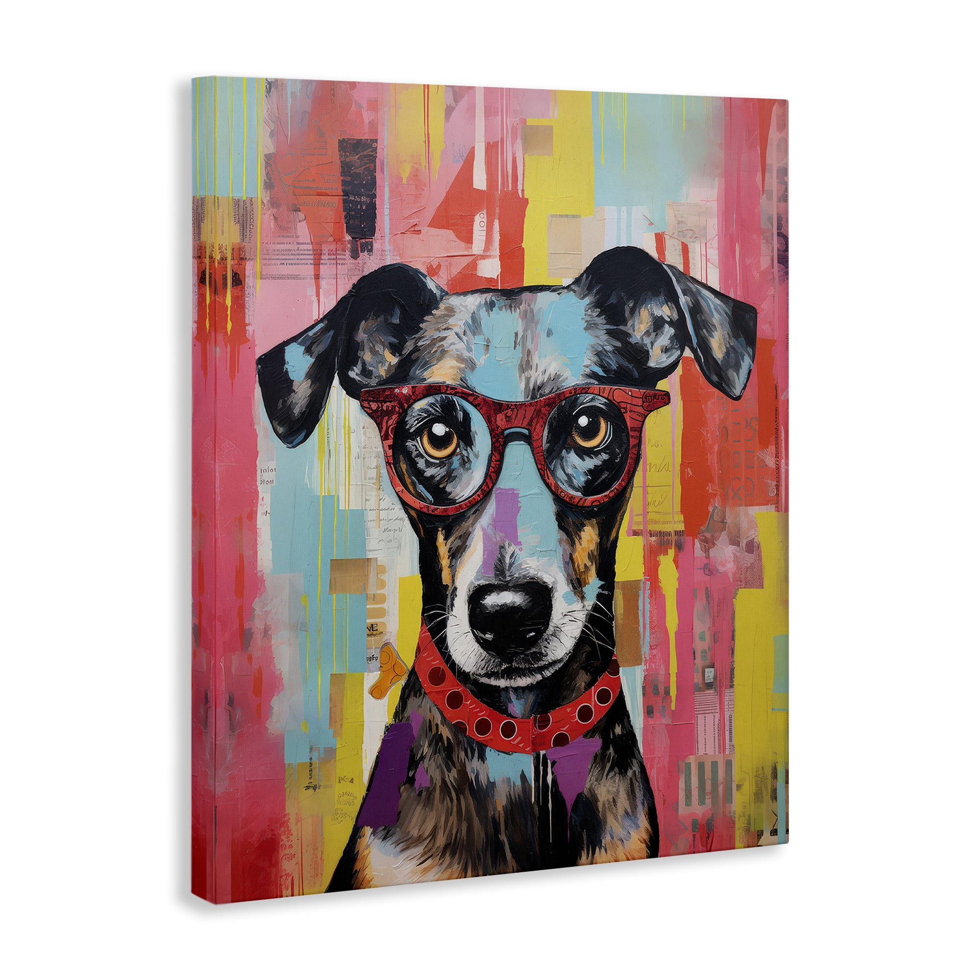 Stupell Industries Quirky Spectacle Dog Animals Painting Wrapped Canvas Art Print Wall Art, 16 x 20