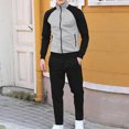 thumbnail image 2 of VBTAPA Color Block Track Suit for Men Waffle Knit Casual Sweatsuit Raglan Long Sleeve Full Zip Hoodie Jacket with Drawstring Pants Jogging Matching Set with Pockets Gray XXXL, 2 of 6