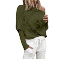 thumbnail image 1 of WEAIXIMIUNG Factory Custom Autumn Sleeve Solid Color Loose Women Off Shoulder Pullover One Line Neck Twist Knit Sweater Top, 1 of 4