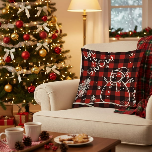 Funda de Cojín Navideña de Lino Europeo para Sofá | Cojín Decorativo Navideño | Funda de Cojín Corta Multicolor de Textura Suave de 45X45 Cm