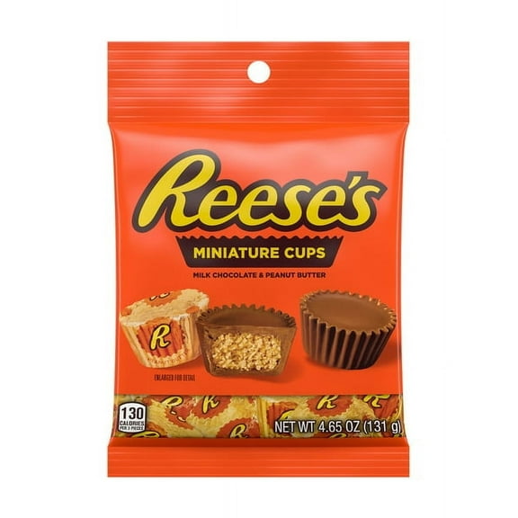 Pack of 2 Reese's Miniatures Milk Chocolate Peanut Butter Cups Candy, Bag 4.65 oz
