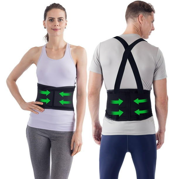 Faja lumbar NYOrtho para mujeres y hombres - 5XL - 54"-58" - Alivia el dolor de espalda - Faja de soporte lumbar con tirantes - Faja lumbar para osteoporosis - Máximo soporte para la postura y la colu