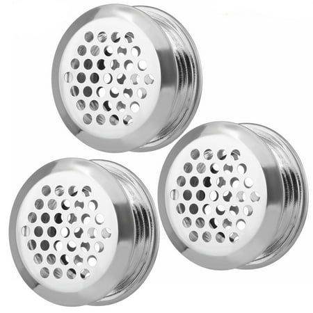 

3Stainless Steel Round Air Vent Grille Wardrobe Cabinet Metal Ventilation Plugs silver