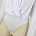 thumbnail image 6 of ASFGIMUJ Women's Bodysuit Top Satin Long Sleeve V Neck Snap Closure Wrap Body Suits Leotard White L, 6 of 8