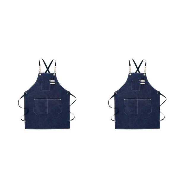 Soidarity Delantal de trabajo Cafeshop Disfraz Algodón Ampliamente aplicable Servicio de restaurante Traje Ropa de jardinero Delantales de Azul marino 2piezas