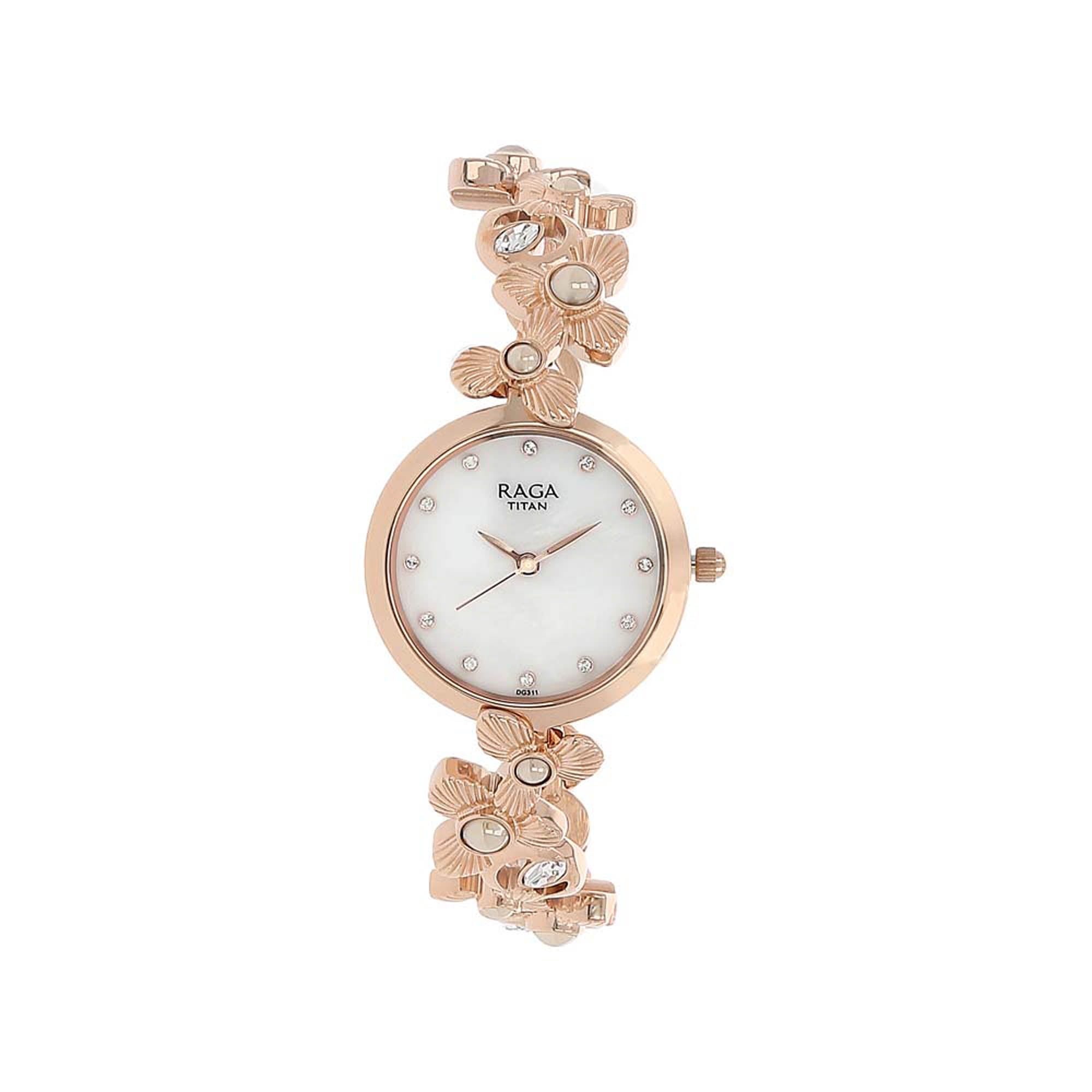 Buy Titan Raga Women Brass Embellished Dial & Bracelet Style Straps  Analogue Watch 95263SM01 - Watches for Women 27425012 | Myntra