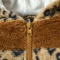 thumbnail image 4 of Yidarton 3-6M 2022 Winter Baby Leopard Print Stitching Long Sleeve Zipper Jumpsuit Mao Mao Hooded Climbing Suit Baby Jumpsuit Camel, 4 of 8