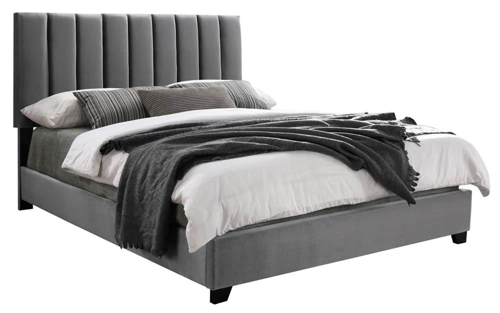 Tufted Platform Bed in Silver Finish (King 89 in. L x 81 in. W x 55 in