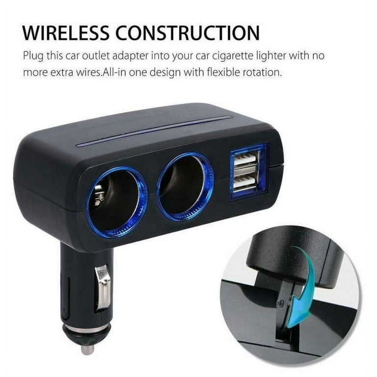 2 into 1 cigarette lighter adapter Ana 2-Socket Car Splitter Cigarette Lighter Adapter 4 in 1 Multi Power  Outlet 12/24V 60W with 1.2A 2 USB Car Charger Adapter, Cigarette Lighter  Splitter Adapter for iPhone Pad Phone Tablet GPS