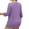thumbnail image 3 of Diufon 3/4 Length Sleeve Womens Tops Dressy Casual Crewneck Tunic Tops Spring Fall Pleated Soft Blouse, 3 of 8