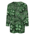thumbnail image 4 of St.Patrick's Day Shirts For Women Shamrock Heart Graphic Tees St Patty'S Lucky T Shirt Irish Round Neck 3/4 Sleeve Tops Green XXL, 4 of 5