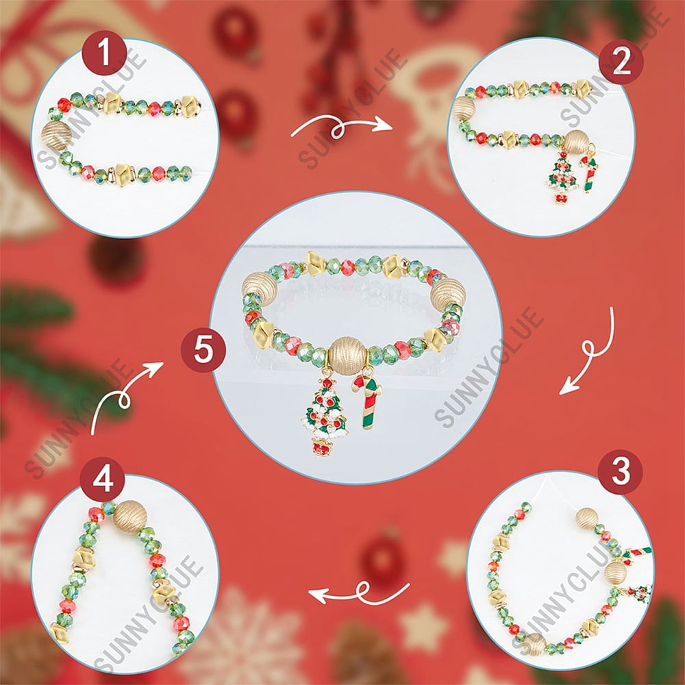 DIY Christmas Bracelet Making Kit Including Rondelle Oval Strawberry CCB Plastic Polymer Clay Rhinestone Glass BeadsMixed Color 275Pcs/box