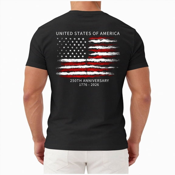 mgoYE 250th Anniversary USA Shirts 250th Independence Day Short Sleeve Tops Men Shirts(Black,M)
