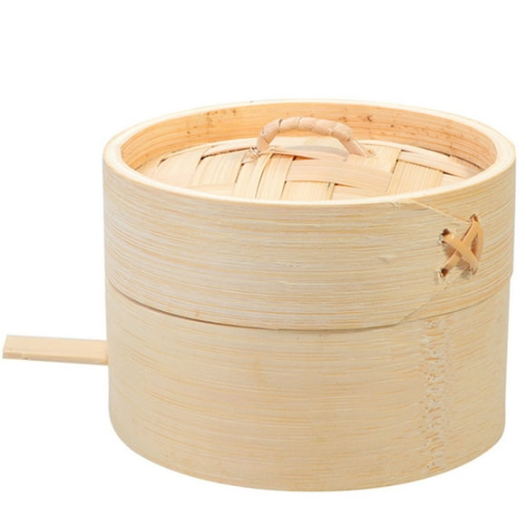 1 juego de vaporera de madera redonda, vaporera china para cocinar bollos, albóndigas y postres (canasta de 9 cm de diámetro y tapa de 9 cm)