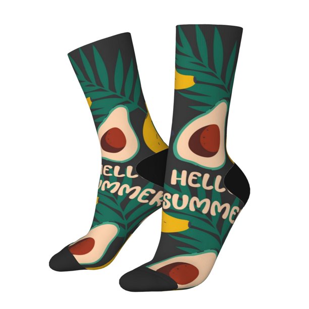 Fotbe Banana And Avocado Calcetas Largas con Estampado para Hombre y Mujer – Calcetas de Compresión Transpirables y Elásticas, Viajar y Uso Diario Talla 5-11
