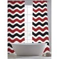 thumbnail image 5 of Sheer Curtains 84 inches Long 2 Panels Set Geometric Striped Pattern Light Filtering Sheer Drapes Rod Pocket Window Curtains for Living Room/Bedroom, Red Black Wave Pattern, 5 of 8