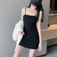 thumbnail image 3 of Sexy Slim Bodycon Robe Femmes'S Fashion Clubwear Couleur Unie Fronde Mini Robes Nouvelle Robe Skinny Plissé Sans Manches Blanc, 3 of 6