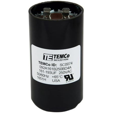TEMCo 161-193 uF MFD CD60 Start Capacitor 220-250V AC Round | 50/60 Hz