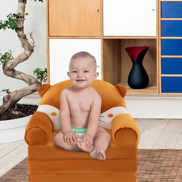 Canapé pour Enfants Pliable à 3 Couches en Tissu Doux, Mousse à Haute Densité, Housse Amovible Lavable, Multifonction pour Garçons et Filles, Lecture, Sieste, Salle de Jeux