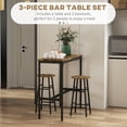 thumbnail image 3 of 3-Piece Industrial Bar Table and Chairs Set, Rustic Brown MDF & Steel Counter Height Dining Set, Space-Saving Pub Table with 2 Stools for Kitchen, Small Dining Area or Breakfast Bar, 3 of 6