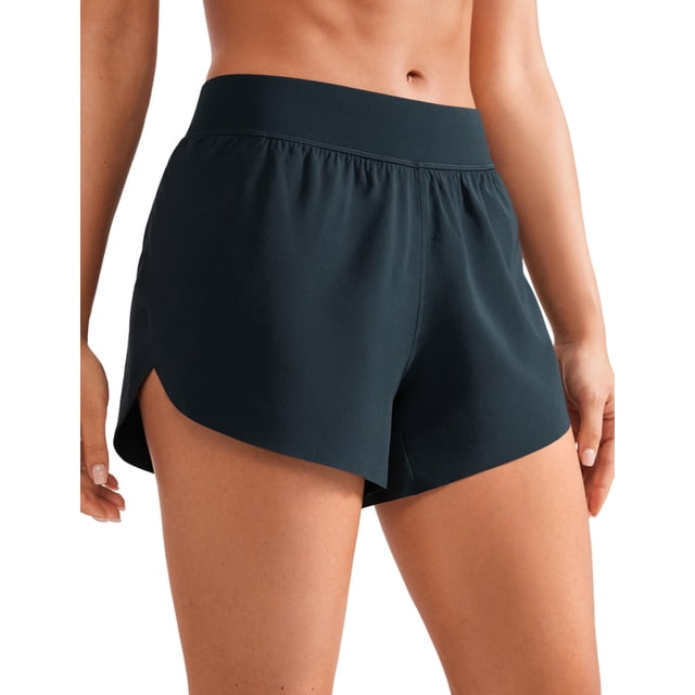 Shorts CRZ YOGA Cintura Media con Abertura de 10 cm Secado Rápido Azul Marino XL