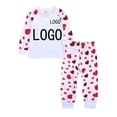 thumbnail image 3 of Conjuntos de pijamas personalizados para el día de Pascua de manga larga para niños y niñas, ropa de dormir cómoda y encantadora con estampado en forma de conejo y corazones, añade tu texto, 3 of 4