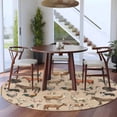 thumbnail image 3 of Round Rugs 5 Ft, Farmhouse Non Slip Area Rugs for Kitchen Bedroom Entryway, Vintage Country Farm Animals Brown Washable Carpet Runner Rug Floor Mats for Bedroom Home Decor, 3 of 8